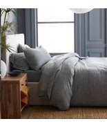 Quince European 100% Linen Duvet Cover Set 2 Pillow Cases, Gray, Full Qu... - $135.36 CAD