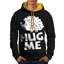 Wellcoda Hug Me Hedgehog Fun Mens Contrast Hoodie, Humor Casual Jumper - £31.28 GBP