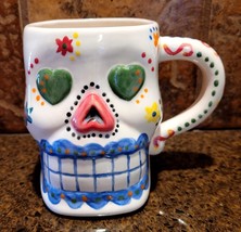 Dia De Los Muertos Coffee Mug Sugar Skull Day of the Dead Cup Handmade 16 oz - £7.05 GBP