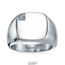 Signet Ring with CZ Accent Item Letter Blank Size 12 - £37.84 GBP