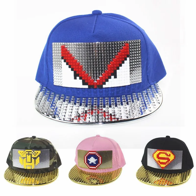 Children DIY Creative gold silver plate assembled baseball cap summer - £19.05 GBP