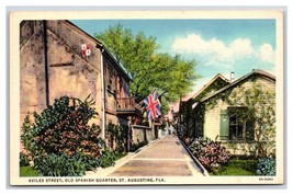 Aviles Street View St Augustine Florida FL UNP Linen Postcard J19 - £2.33 GBP