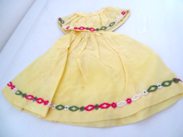 Vintage 1950&#39;s Yellow Boat Neck Taffeta Dress for Medium Size Doll - $18.99