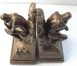 1987 Rodin Handmade Ceramic Men &quot;The Thinker&quot; Book Ends Pottery by Alva - $195.00