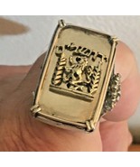 10 Karat Gold Jerusalem  Lion city Emblem Ingot, Sterling silver ring - £306.01 GBP