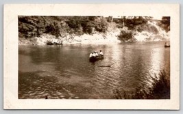 RPPC Fishermen On River Men In Boater Hats Rowing Real Photo Postcard W28 - £7.82 GBP