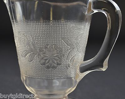 Vintage Clear Glass Creamer Pitcher Pebbled Floral Pattern Tableware Collectible - $9.99