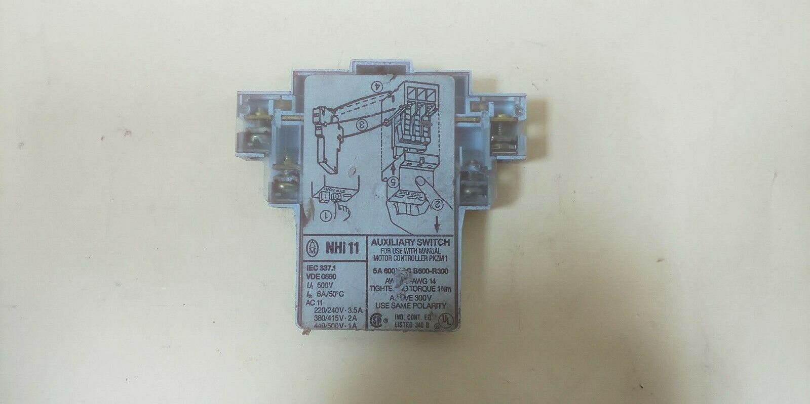 NHi11 IEC337.1 Auxiliary Switch Motor Controller PKZM1 - $38.50