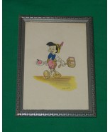 VTG WATERCOLOR PAINTING H HUBER PINOCCHIO PICTURE ART SCHOOL NICE CHRIST... - £58.97 GBP