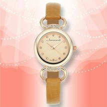 NEW Jeanneret 10041 Women&#39;s Florence Cute Rose Gold Sleek Brown Leather Watch - £11.78 GBP