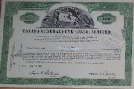 Canada Generl Fund 1954 Ltd Stock Certificate - 1954, Old Rare Scripophilly Bond - £71.90 GBP