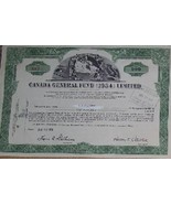 Canada Generl Fund 1954 Ltd Stock Certificate - 1954, Old Rare Scripophi... - $89.95