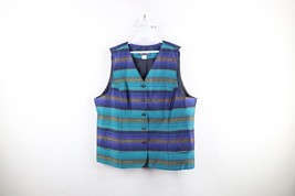 Vintage 90s Streetwear Womens 19W Rainbow Striped Button Suit Vest Jacke... - $831.34 MXN