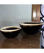 Mid-Century Mixing/Serving Bowls With Brown Drip Glaze, Set of 2 - $558.80 MXN