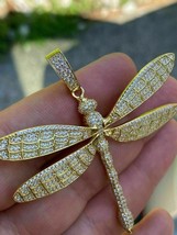 14k Yellow Gold Over 1.50Ct Simulated Diamond Dragonfly Pendant christmas Gift - $93.55