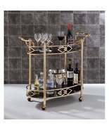 Ottesen Serving Cart, Black Glass &amp; Gold Finish - $440.66 CAD