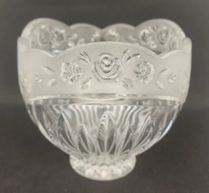 Oneida Crystal Frosted Southern Garden Roses Round Candy Bowl Mint PB205 - £23.97 GBP