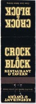 Matchbook Cover Crock &amp; Block Restaurant &amp; Tavern Ontario - £0.76 GBP