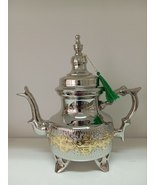 Handmade Moroccan Brass Teapot, Silver Plated Tea Set, Traditional Arabic  - $100.00+