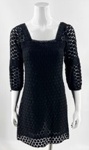 Solitaire Lace Dress Sz Small Black Lined 3/4 Sleeve Boho Crochet Detail Womens - £26.80 GBP