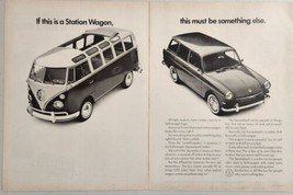 1966 Print Ad VW Volkswagen Split-Windshield Bus Van &amp; Squareback Sedan - £16.22 GBP