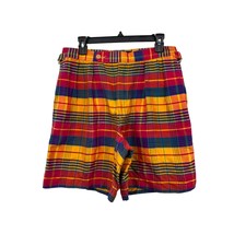 Vintage Polo Ralph Lauren Shorts Mens 32 Used Plaid Pleated Silk - £23.81 GBP