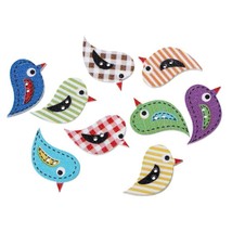 5 pcs Colored Birds Buttons, Cute Wooden Colorful Birds Buttons - £2.78 GBP