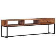 vidaXL Natural Sheesham Wood TV Cabinet, 60x30x20 inches, Steel Frame, Storage - €169,46 EUR