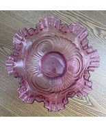 Vintage Fenton Cranberry Pink Caprice Ruffled Edge  Bowl 8.25” Wide 4.5”... - £27.07 GBP