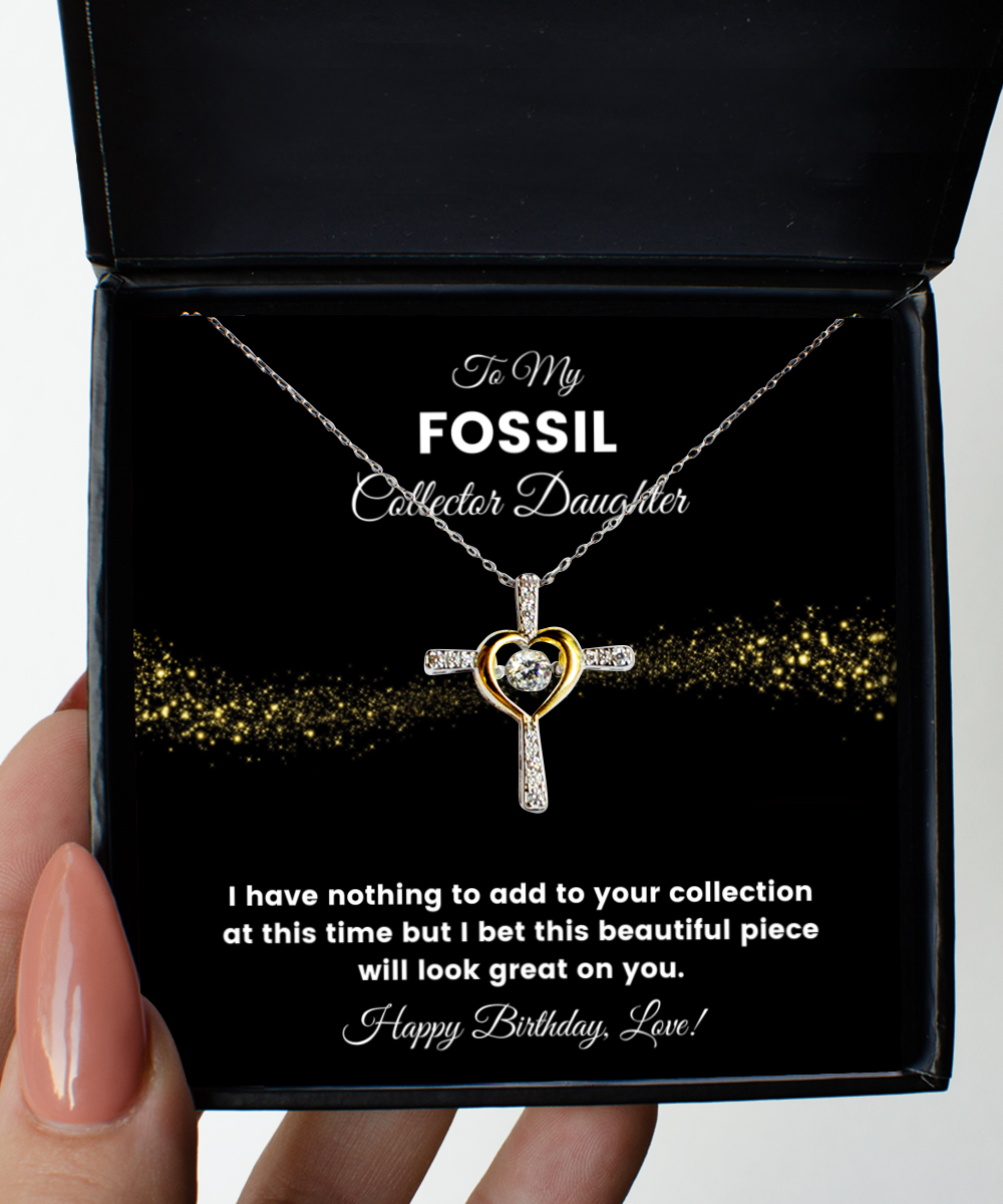 Fossil Collector Daughter Necklace Birthday Gifts - Cross Pendant Jewelry