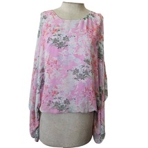 Vince Camuto Pink Floral Open Shoulder Long Sleeve Blouse Size Small - £19.78 GBP