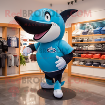 Sky Blue Killer Whale mascot costume character dressed with a Running Shorts and - £979.99 GBP