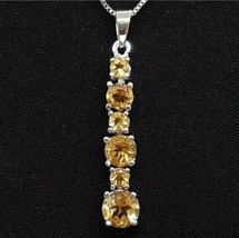 1.75ctw Natural Golden Citrine Round Cut 925 Sterling Silver Pendant - £62.02 GBP