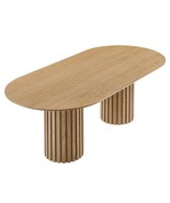 Mid-Century 95&quot; Oval Dining Conference Table Oak/Walnut Veneer 2 Fluted ... - $1,299.89+