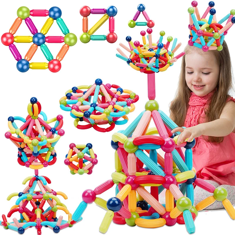 Magnetic Building Blocks Toy Construction Set Learn Resource for Toddler Kids - £15.45 GBP+