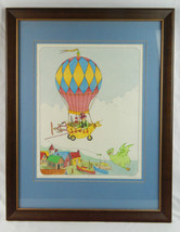 1982 Framed Numbered Hot Air Balloon FROG BAIT Kids Room Nursery Art - L... - $31.67