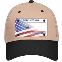District of Columbia with American Flag Novelty Khaki Mesh License Plate Hat - £22.77 GBP