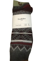 Goodfellow &amp; Co Men&#39;s Crew Socks 3-Pack Size 7-12 - Gray Maroon - £7.87 GBP