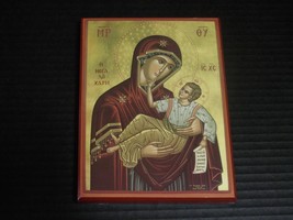Theotokos &quot;Great Grace&quot; Laminated Icon Wood Plaque 6 × 7.5 in - $11.99