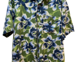Nautica men Medium M Linen Rayon blend green blue tropical Hawaiian butt... - $16.65
