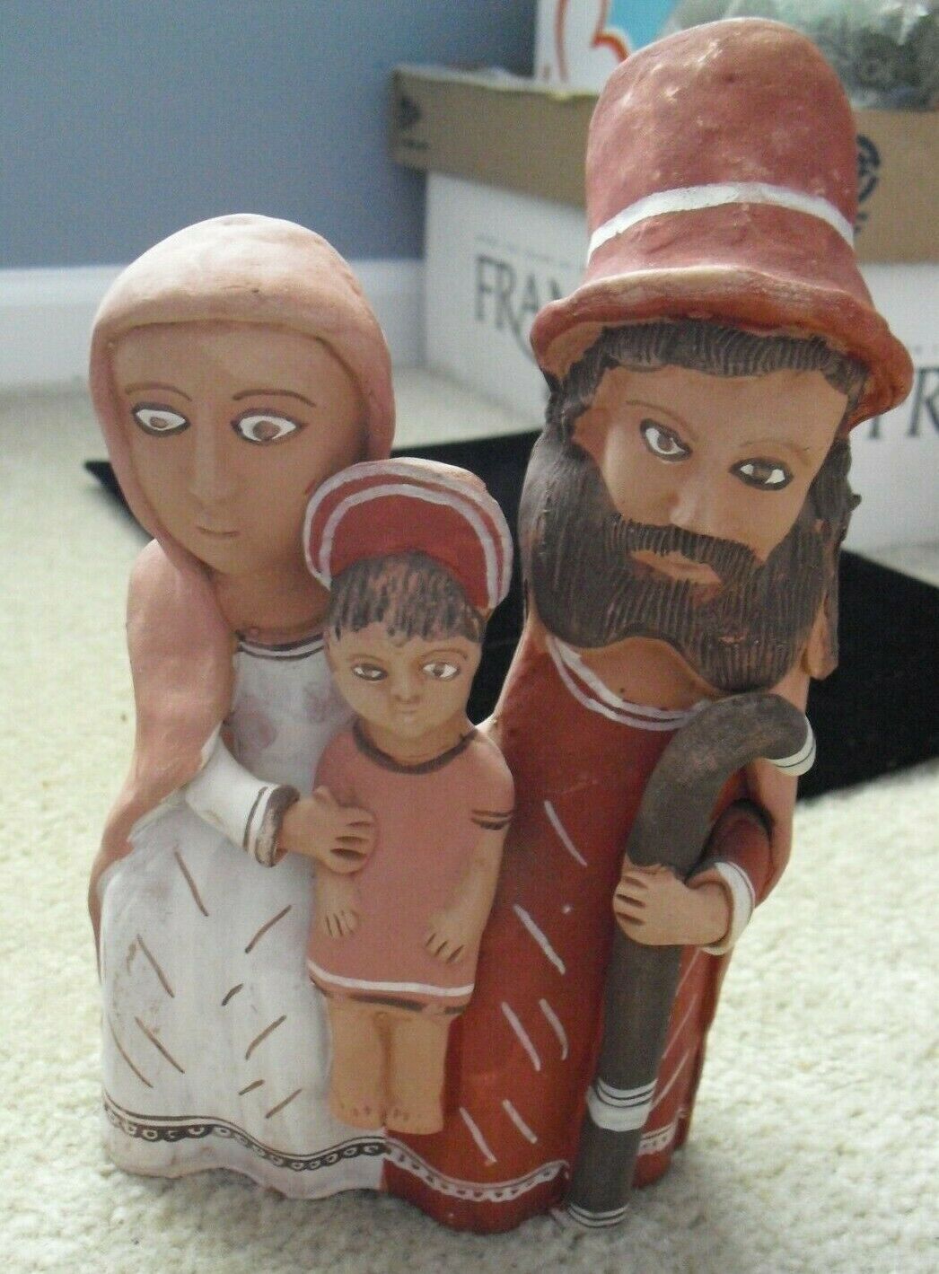 Unique Vintage OOAK Folk Art Pottery Mary Jesus and Joseph  display picture 1