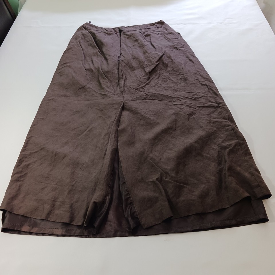 Talbots Skirt Women's Size 8 Brown Linen Silk Blend Back Zip Lined & Slit Item image 2