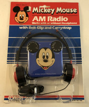 *NEW VTG* Disney Mickey Mouse AM Radio w/ Headphones, Clip, Strap - Concept 2000 - £21.79 GBP