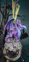 Ruth Thompson Midnight Dragon Perching On Glass Ball 5.25&quot;H Ornament Figurine - £14.38 GBP