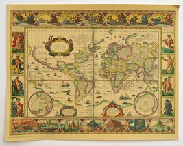 World Map 1606 by Hoffmann-La Roche Drug Co M6 Series 1950s Reproduction - $19.70