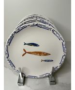 4 Papart Seramik 8” SALAD PLATES Fish Coastal Nautical Hand Painted Turk... - $58.36