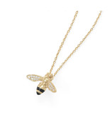 Honey Bee Necklace 14K Yellow Gold Plated Tiny Honeybee Bumble Bee Charm... - £64.99 GBP