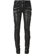 Lambskin Zipper Genuine  Leather Pants Mono ectric, Women Wasit Belted P... - £173.16 GBP