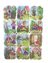 Vintage EAS Germany Die Cut Scraps Ganzbilder Oblaten 3134 Children Half... - $6.58