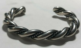 Thick Heavy Twisted Rope Design Cuff Bracelet Sterling Silver .925 - £140.94 GBP
